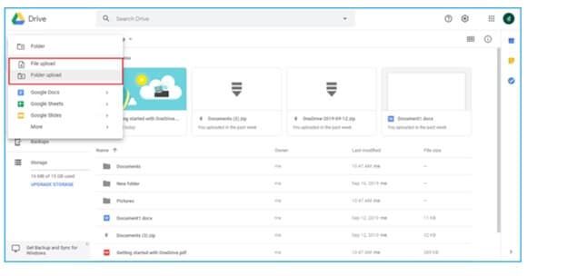 Descargar archivos y subirlos a Google Drive