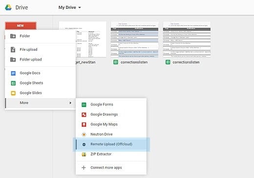 Télécharger le fichier dans une API Offcloud intégrée dans GDrive