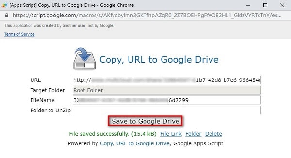 Salvar URL no Google Drive 