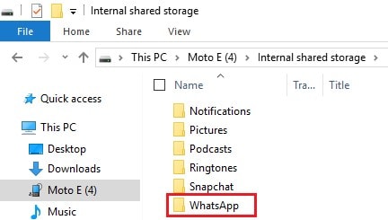 select WhatsApp folder