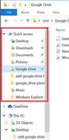 o google drive aparece no acesso rápido