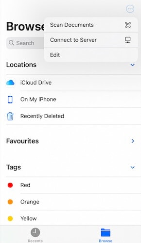 Wählen Sie Bearbeiten, um Google Drive in Standorten zu aktivieren