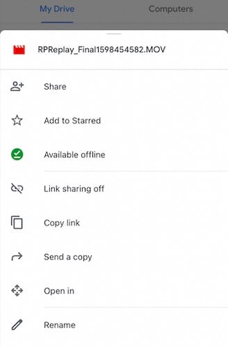 sélectionnez l'option Open In dans Google Drive