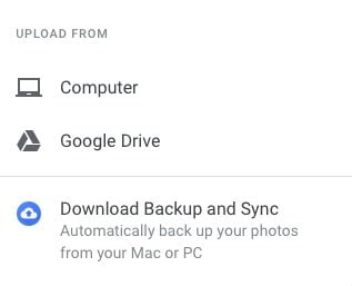 Hochladen von Google Drive auf Google Fotos