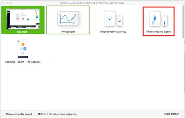 Option iphone ipad über Kabel wählen