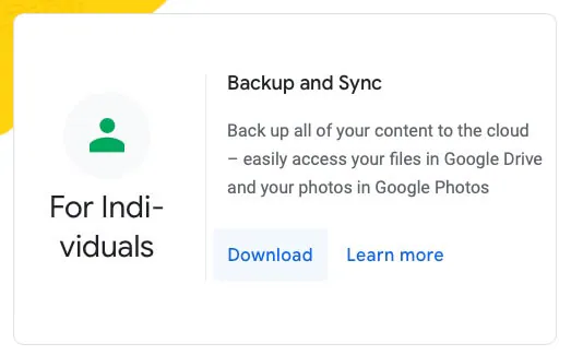 Download Backup & Sync app from Google