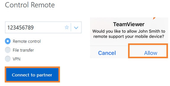 how to accept incoming connections in teamviewer iphone