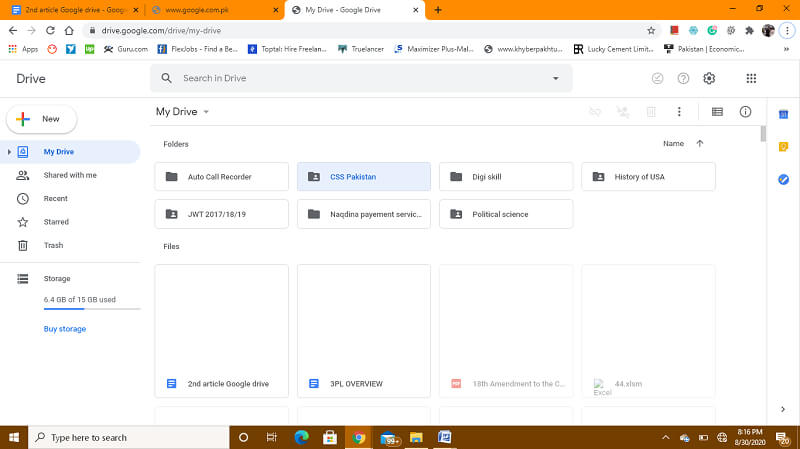 open Google drive and select folder to copy