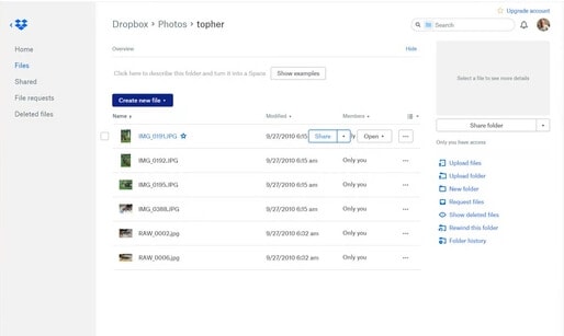 how to use dropbox to receive files