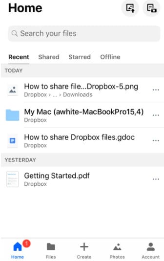 sending a file via dropbox