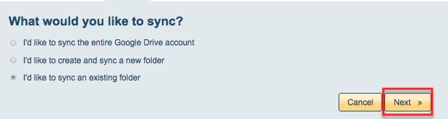 Select what to sync from Google Drive to Box in CloudHQ