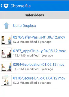 Video von Dropbox auswählen