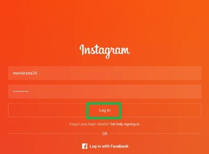 entrez vos informations d'identification d'instagram pour accéder aux messages directs d'instagram