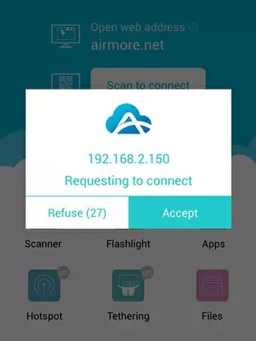 tap on accept to establish connection