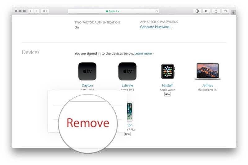 click on remove to remove the device