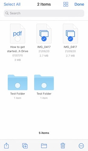 Selecione e exclua vários vídeos no Google Drive por meio do aplicativo Apple Files no iOS