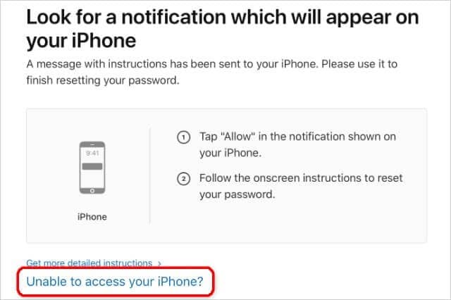 tocca l'opzione per non essere in grado di accedere al tuo iPhone