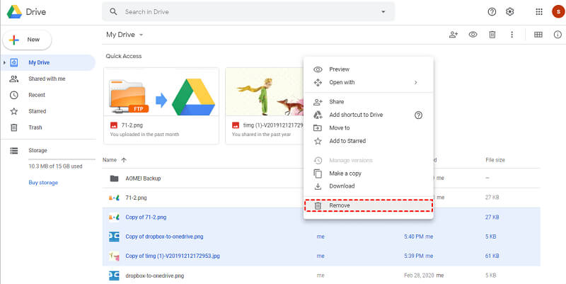 manage files in your google drive storage