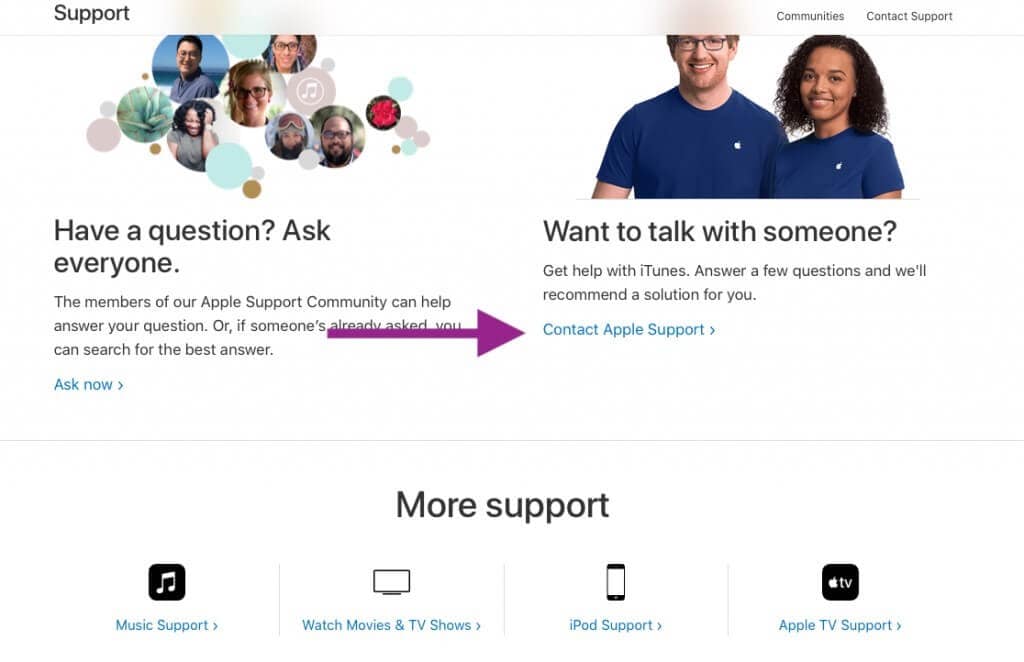 الاتصال بدعم Apple