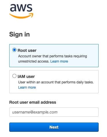 Amazon-Webdienste Anmeldung im Web