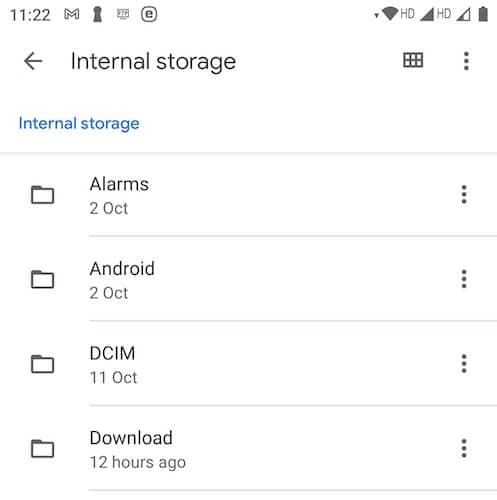 Pasta de download padrão no armazenamento interno do Android