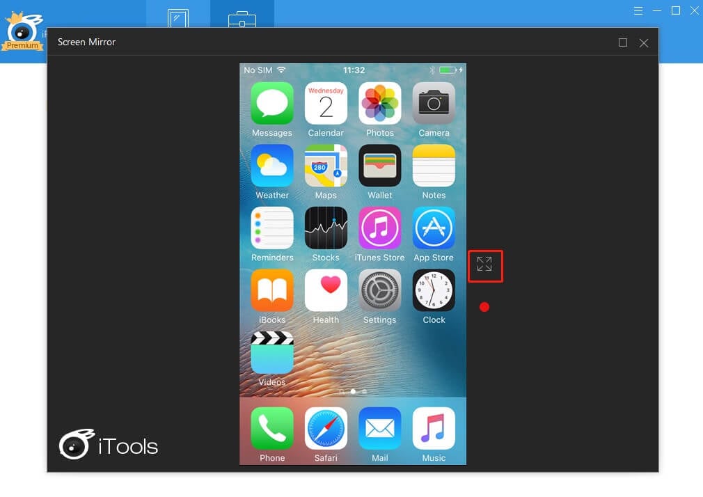 حدد خيار real time desktop  لعرض شاشة جهاز iPhone الخاص بك