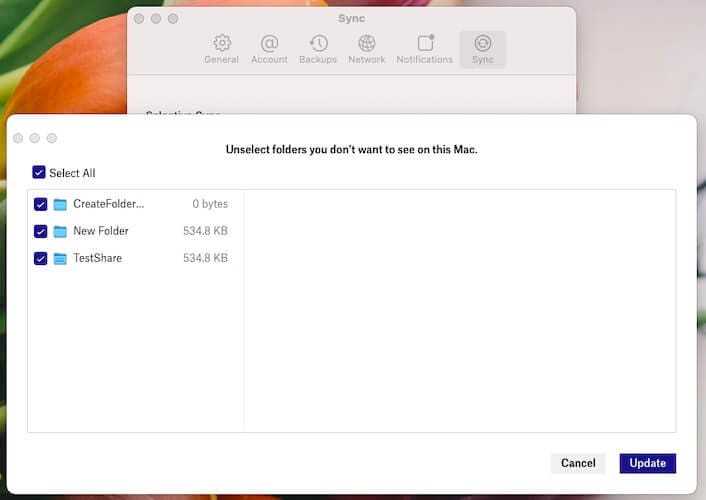 select folders for dropbox mac