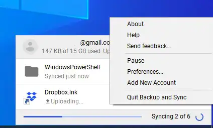 quit backup and sync google drive