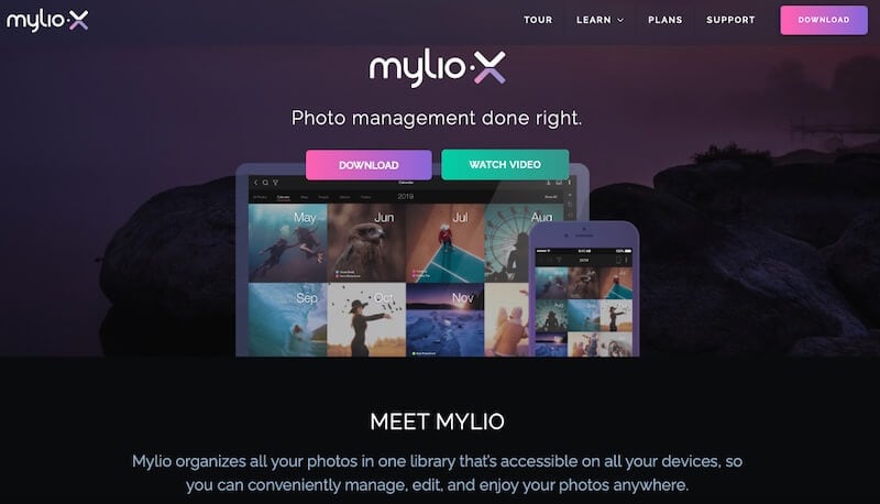 Mylio web page