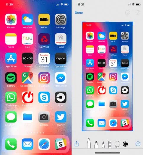 captura de pantalla en iphone x