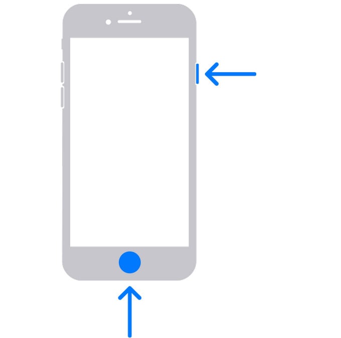 press side button and home button together