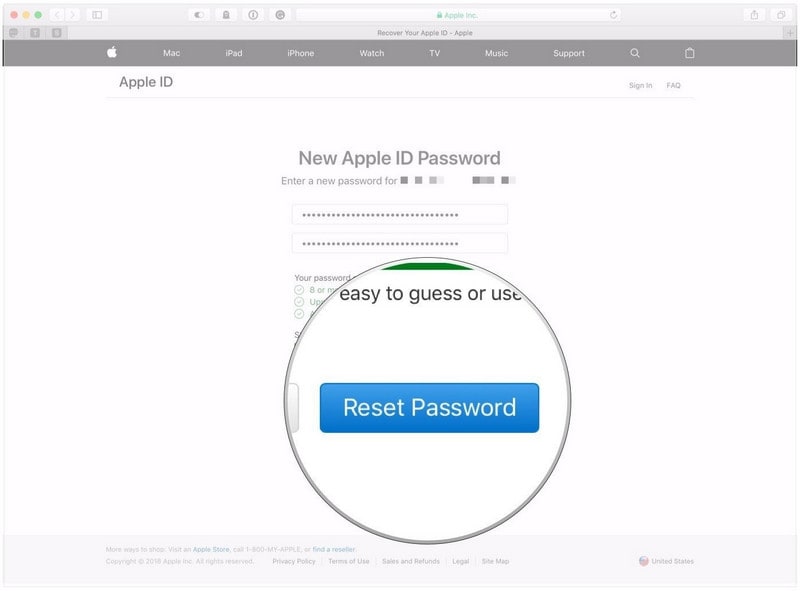 apple id reset password web