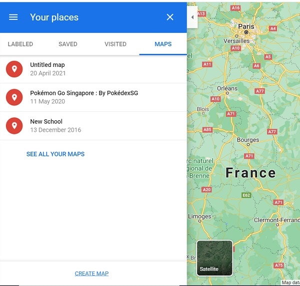 Google Maps Create Map Option
