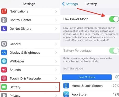 turning off low power mode