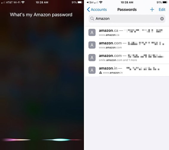 gespeicherte Passwörter mit Siri