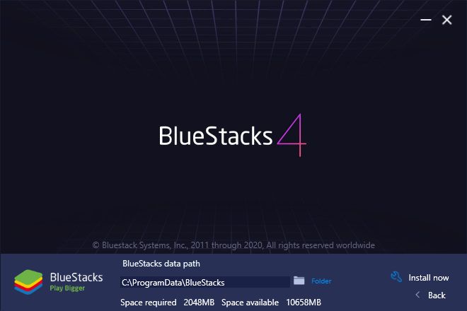 escolhendo a pasta de localização para instalar bluestacks no pc
