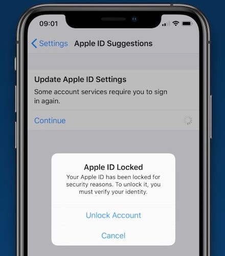 the message of apple id locked