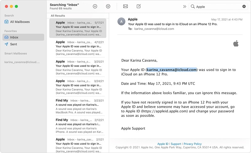 Apple-ID aus E-Mails