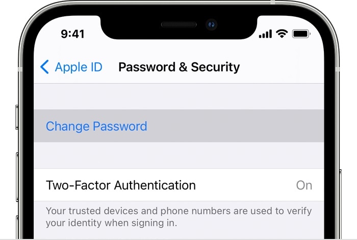 changer le mot de passe de l'Apple ID pour l'iphone