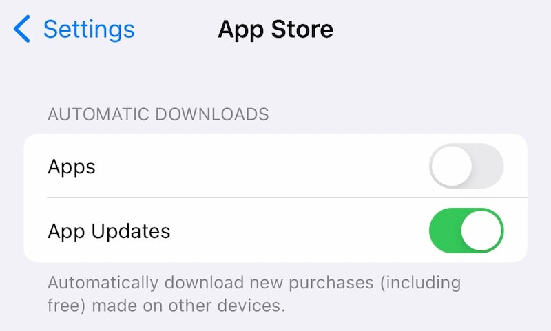 enabling automatic updates for apps