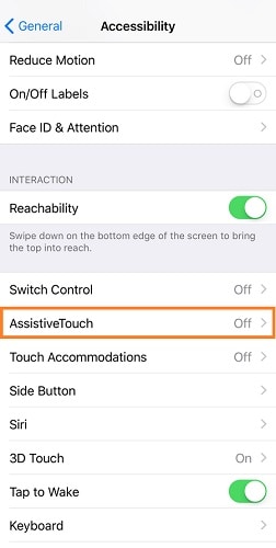 Configurações do iphone assitivetouch