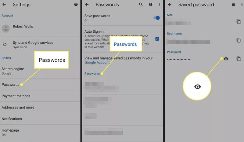 chrome saved passwords iphone