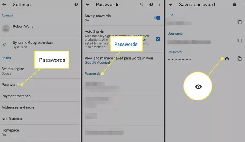 saved passwords chrome iphone