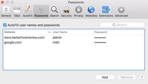 password salvate safari