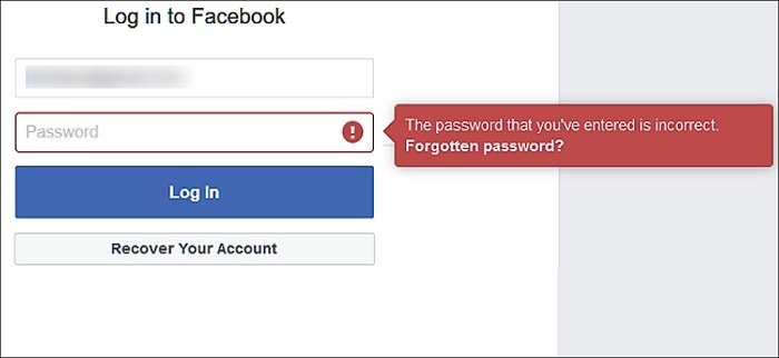 recupero password facebook