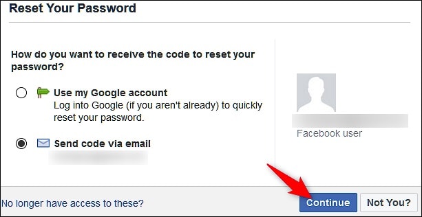 enter facebook recovery email