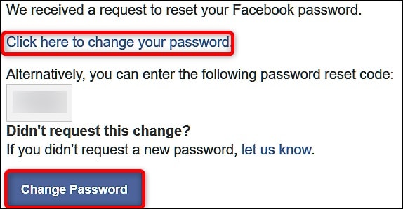 change facebook password email
