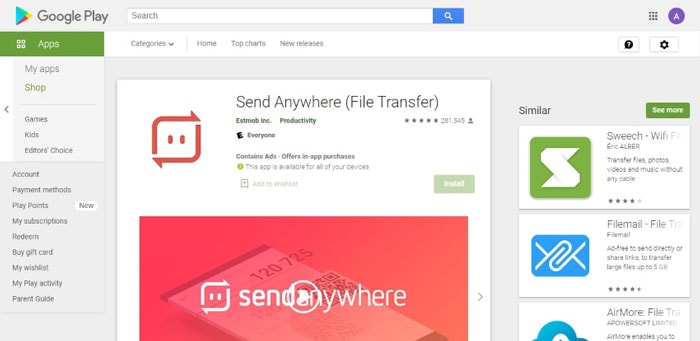 send anywhere data transfer app