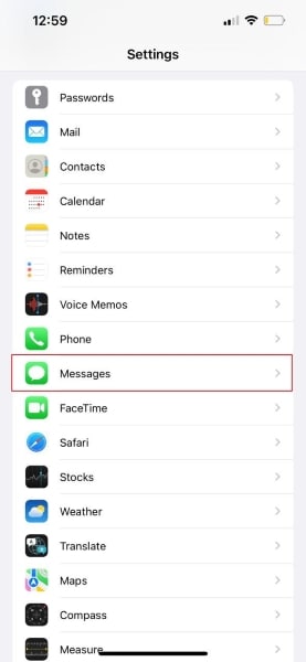 tap on messages option
