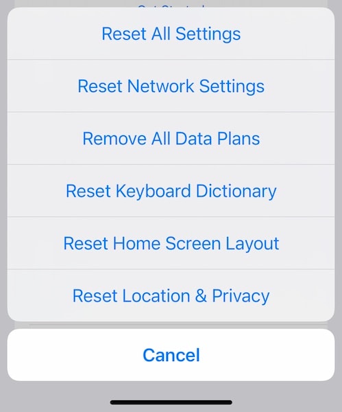 reiniciar configurações ios 2